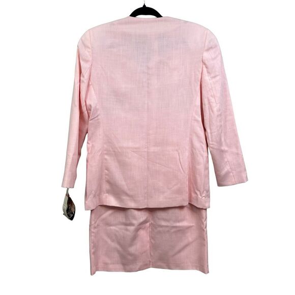 Russ Petites Womens 2 Pcs Suit Blazer and Pencil Skirt One Button Lined Pink 10 - Picture 4 of 11